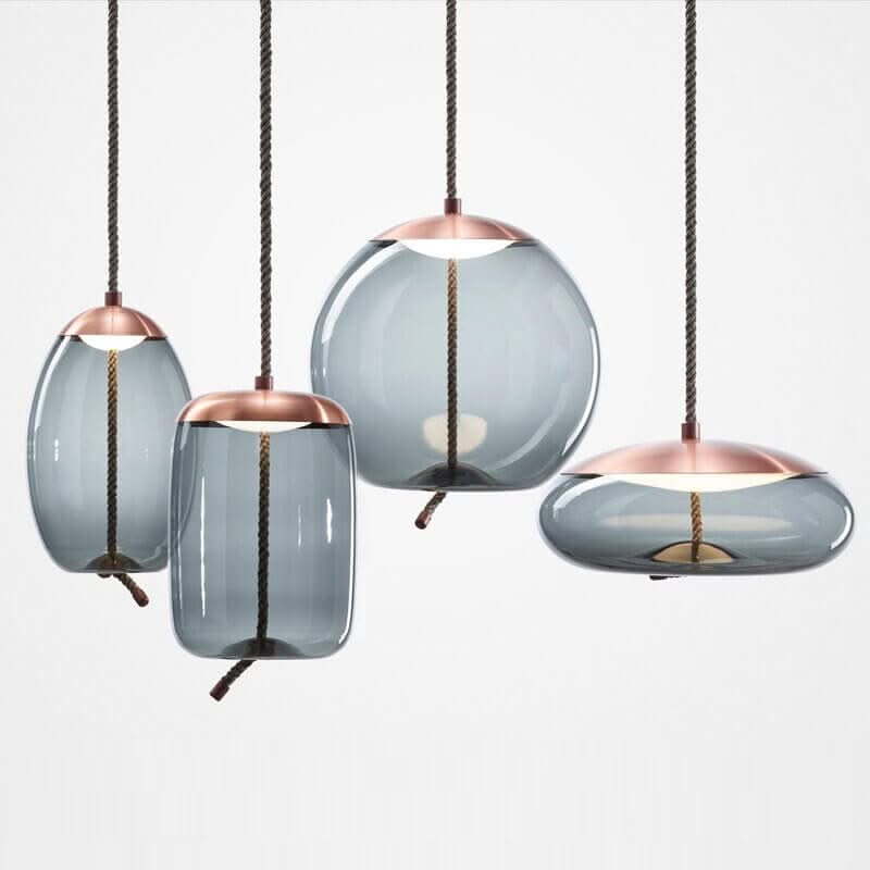 Clear Glass Pendant Light – Smoke Glass Hanging Lamp with Remote