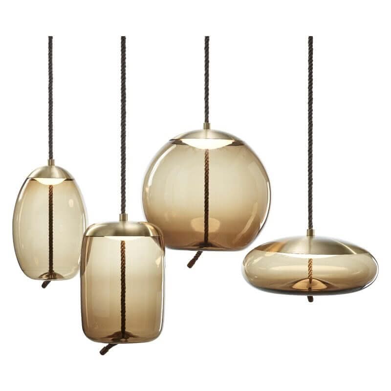 Clear Glass Pendant Light – Smoke Glass Hanging Lamp with Remote
