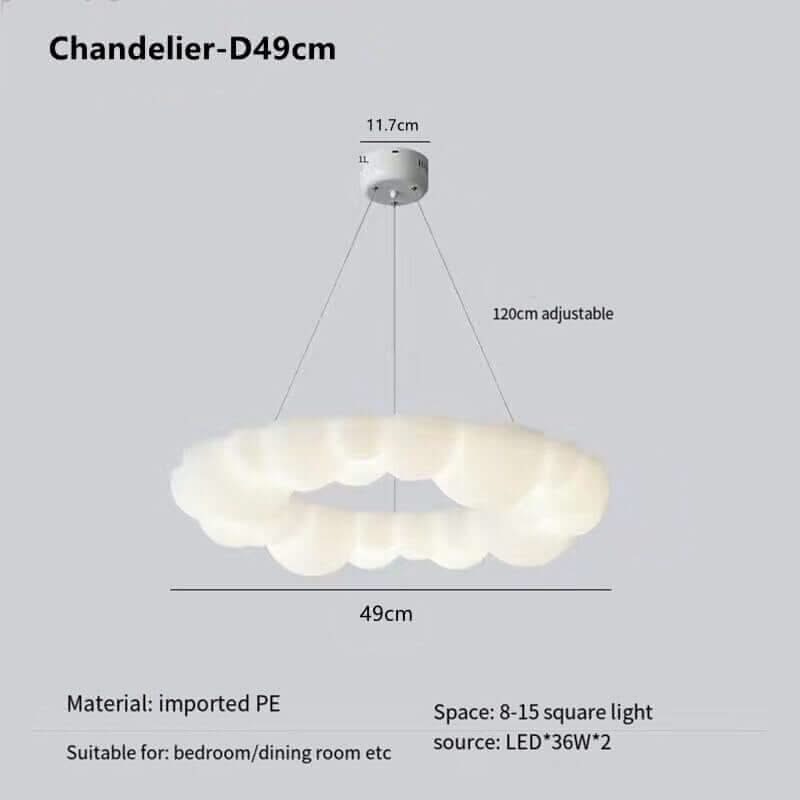 Cloud Chandelier – Whimsical LED in 3 Sizes, 3 Colours, Remote Control