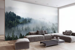 Cloudy Morning Birds Wallpaper Mural