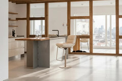 Cocina Leather Bar Chair – Adjustable Swivel Counter Stool with Metal Base