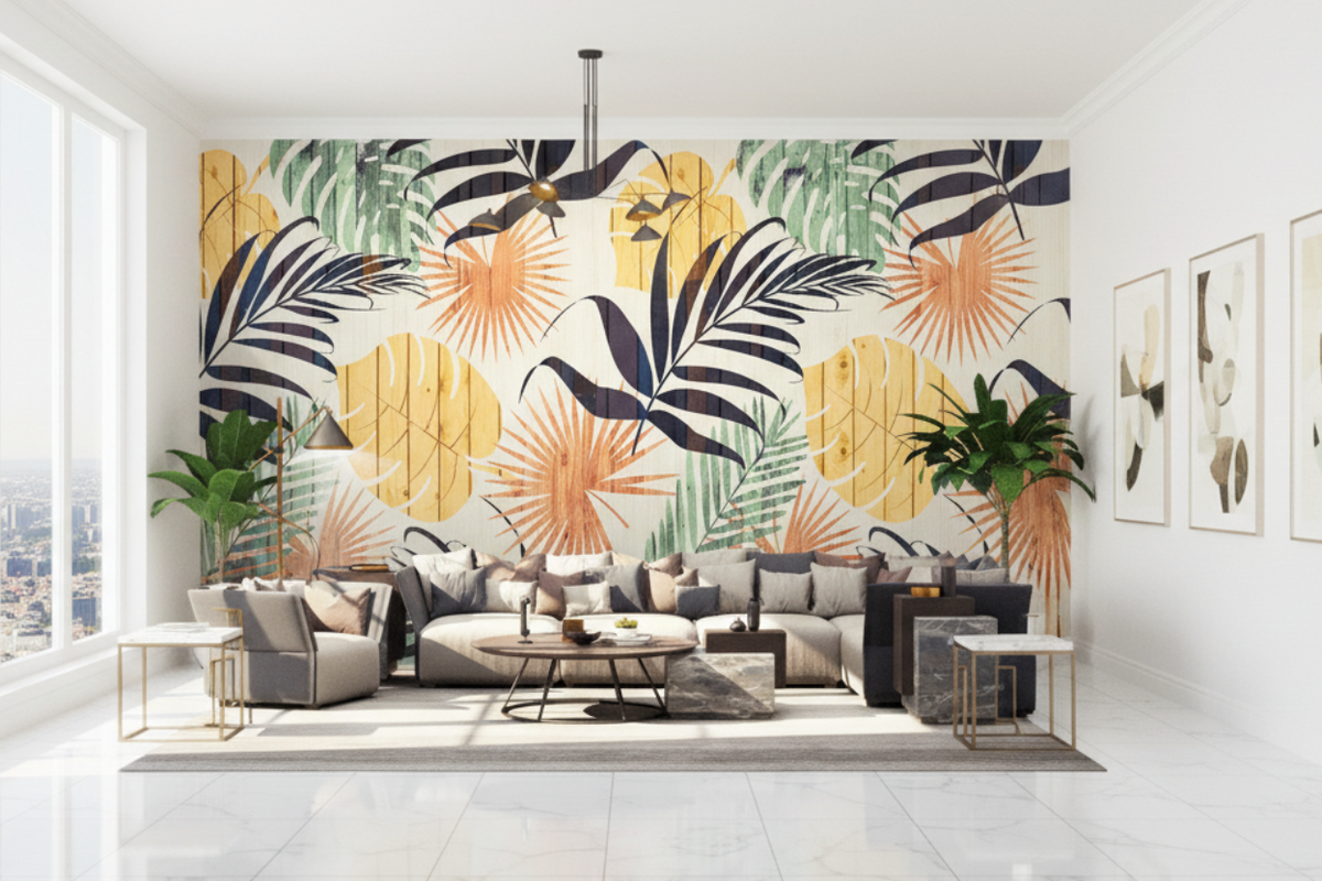 Colourful Leaf Wallpaper Murals - Vibrant Wall Decor Options