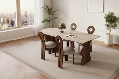 Comedor Solid Wood & Slab Dining Table Set – Strength & Elegance