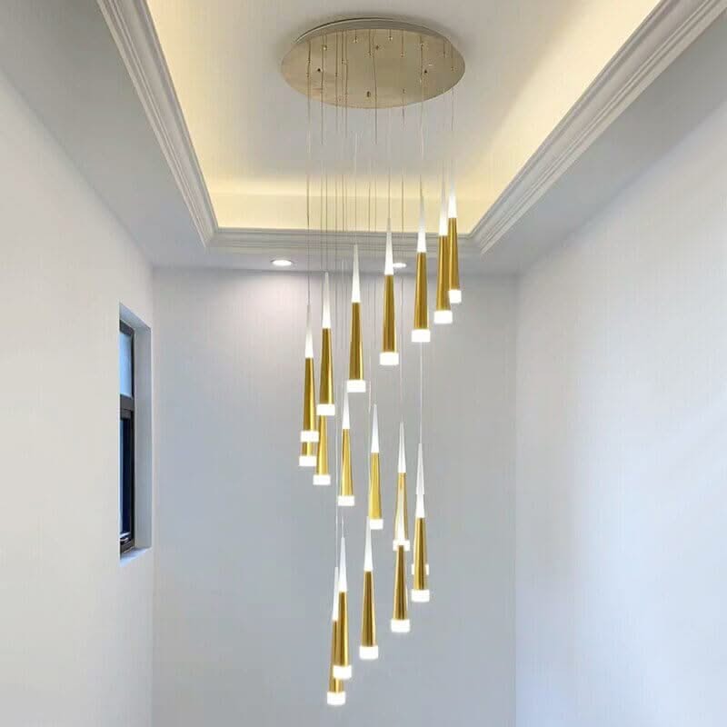 Cone Tubes Staircase Chandelier – Art Deco LED Pendant Light