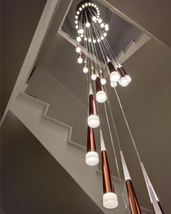 Cone Tubes Staircase Chandelier – Art Deco LED Pendant Light
