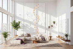 Cones Staircase Chandelier – 1 to 15 Lights in White & Warm Light