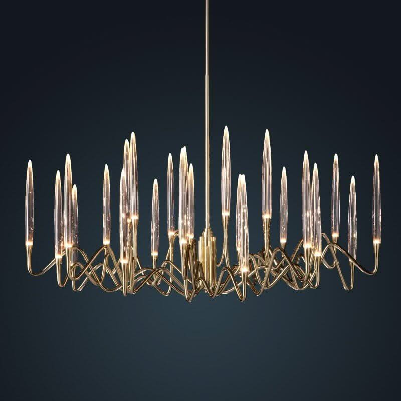Copper Candles Chandelier – Polished Copper Crystal LED Ceiling Light
