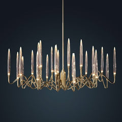 Copper Candles Chandelier – Polished Copper Crystal LED Ceiling Light