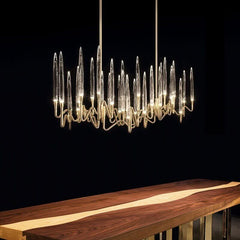 Copper Candles Chandelier – Polished Copper Crystal LED Ceiling Light