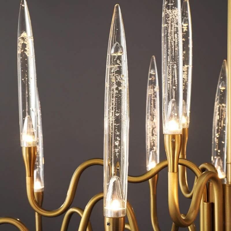 Copper Candles Chandelier – Polished Copper Crystal LED Ceiling Light
