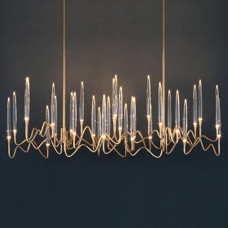 Copper Candles Chandelier – Polished Copper Crystal LED Ceiling Light