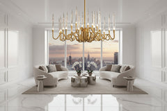 Copper Candles Chandelier – Polished Copper Crystal LED Ceiling Light