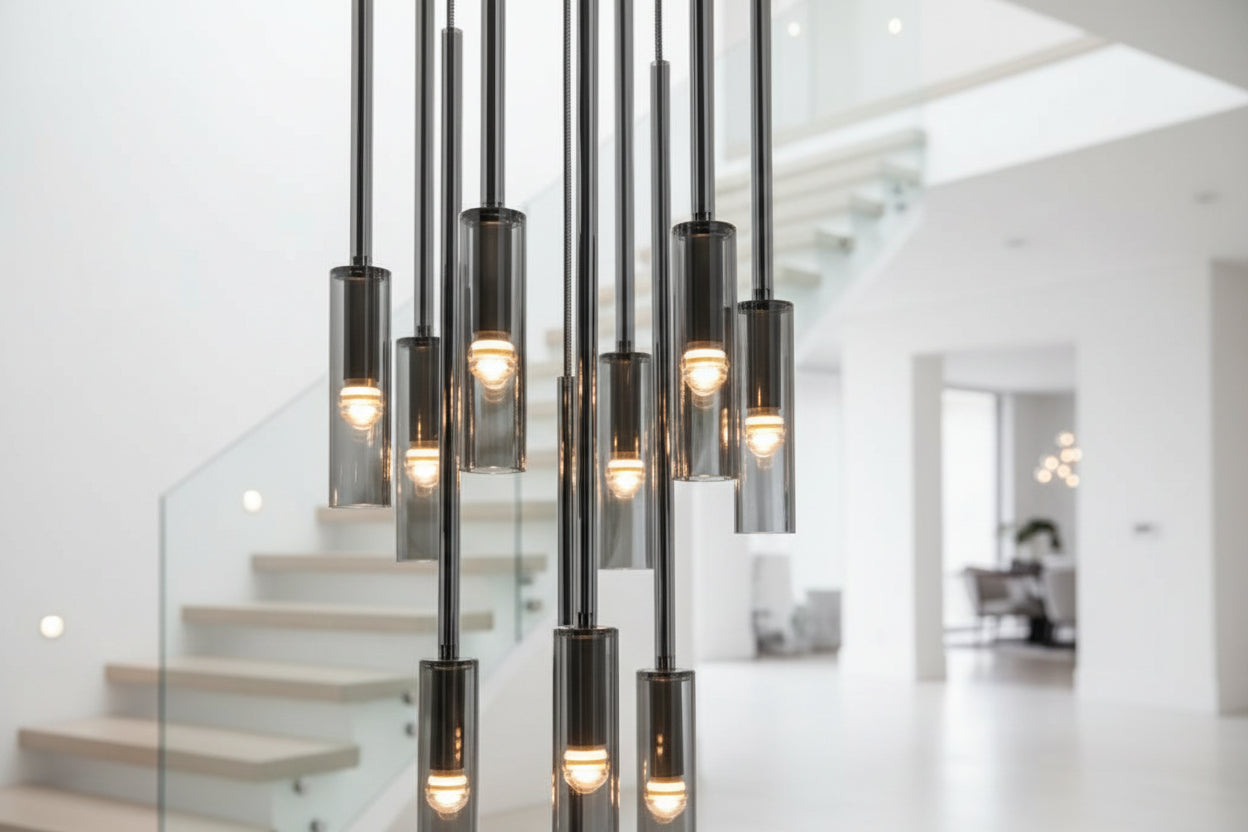 Copper Crystal Hollow Spiral Staircase Chandelier – Luxury Modern LED, 1 to 12 Heads