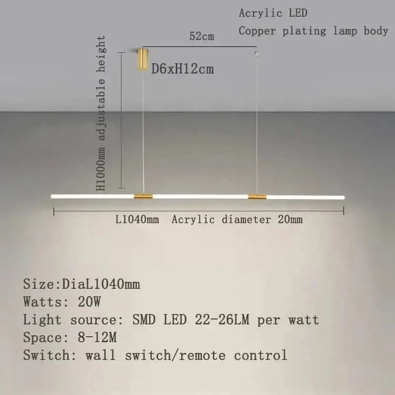 Copper Plating LED Acrylic Kitchen Island Light – 104cm & 147cm