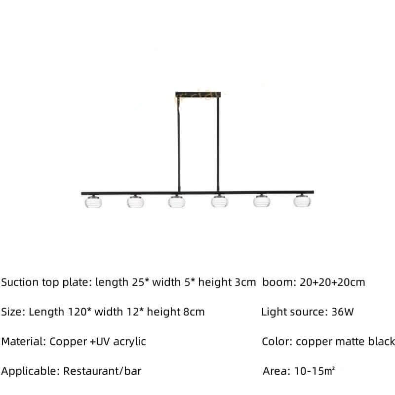 Copper Strip Creative LED Bar Hanging Light for Kitchen Island