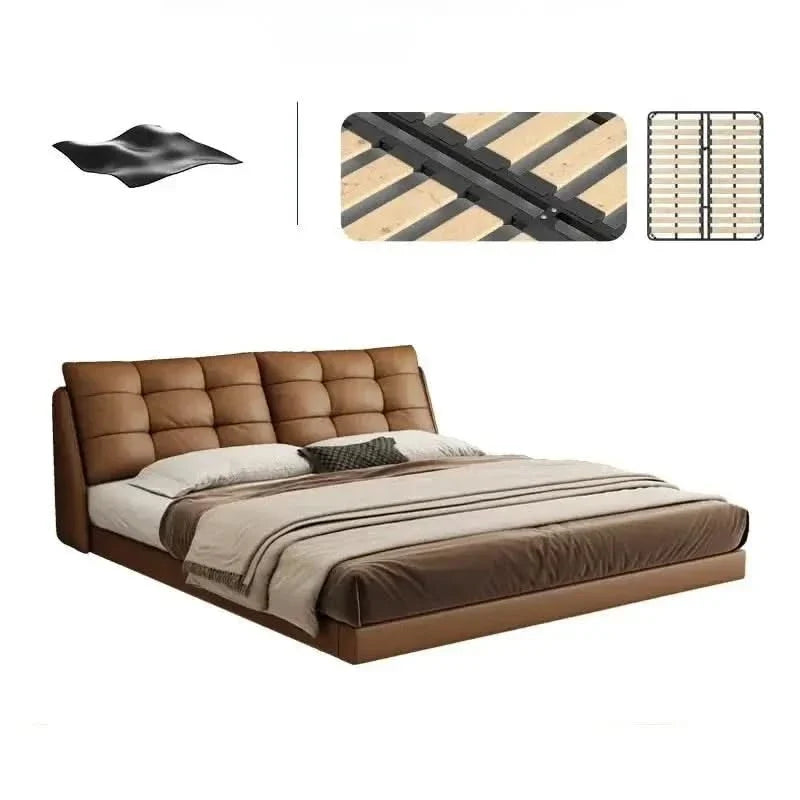 Cowhide Leather Cama Bed Frame