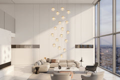Crystal Ball Staircase Chandelier – Luxury LED Pendant, 1 to 30 Lights, 3 Colour Modes