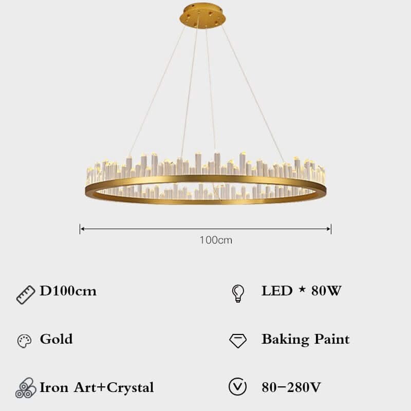 Crystal Chandelier – Black & Gold in 6 Sizes, Warm, White & Dimmable Light