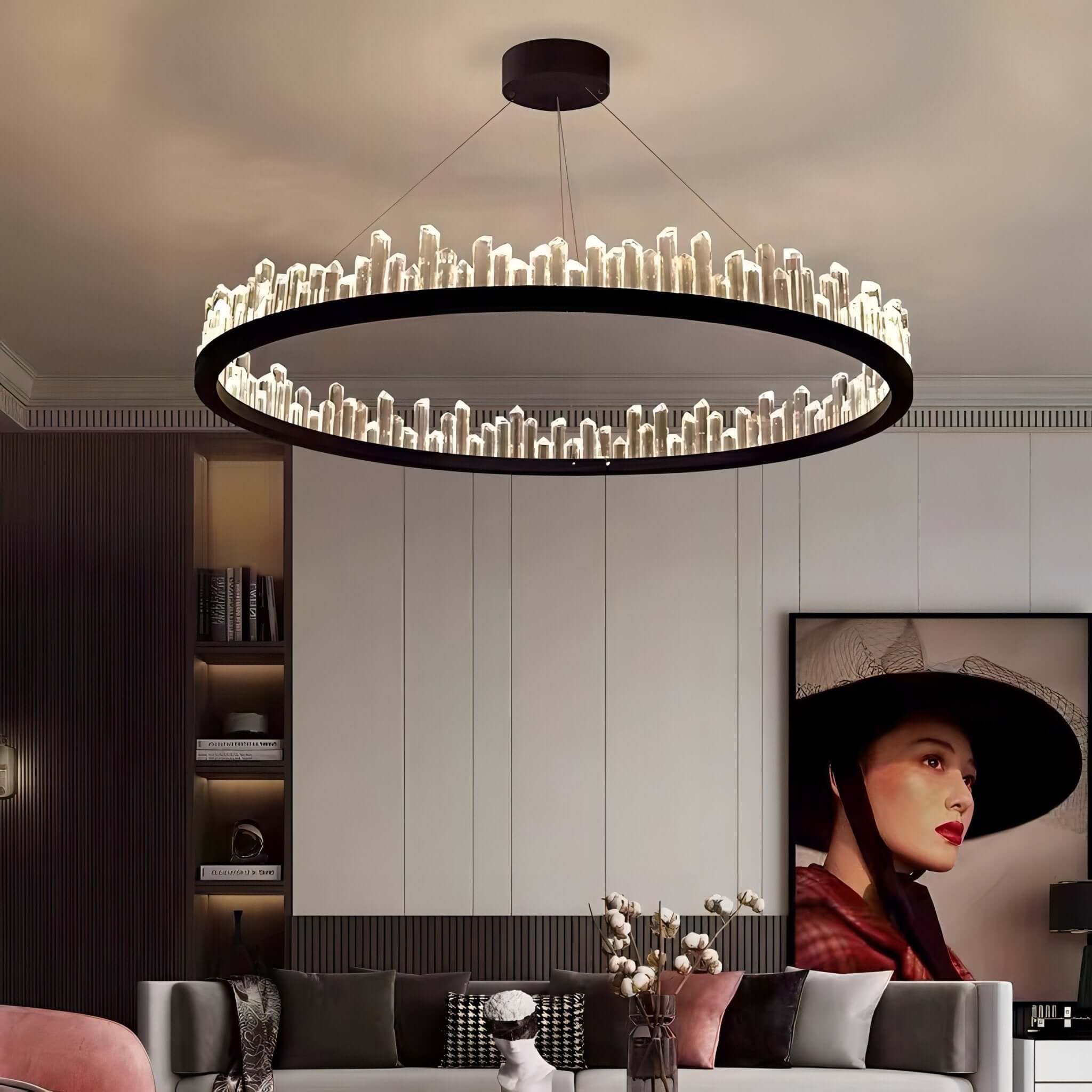 Crystal Chandelier – Black & Gold in 6 Sizes, Warm, White & Dimmable Light