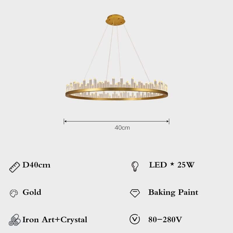 Crystal Chandelier – Black & Gold in 6 Sizes, Warm, White & Dimmable Light