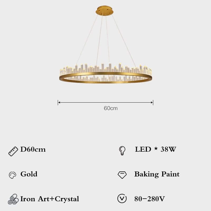 Crystal Chandelier – Black & Gold in 6 Sizes, Warm, White & Dimmable Light
