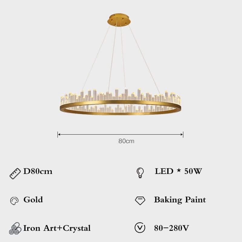 Crystal Chandelier – Black & Gold in 6 Sizes, Warm, White & Dimmable Light