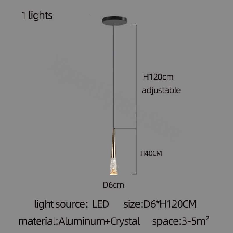 Crystal Cones Staircase Chandelier – Black or Gold, 1 to 30 Heads, 3 Colour Modes