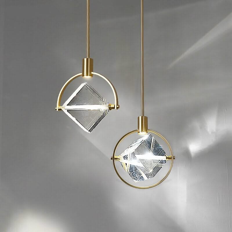 Crystal Cube Rotatable LED Pendant Chandelier – Round & Long, Type A & B