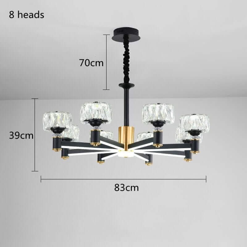 Crystal Cylinders LED Chandelier – Modern Luxury Dimmable Ceiling Light