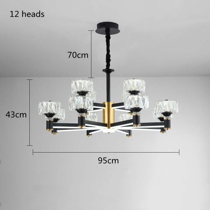 Crystal Cylinders LED Chandelier – Modern Luxury Dimmable Ceiling Light
