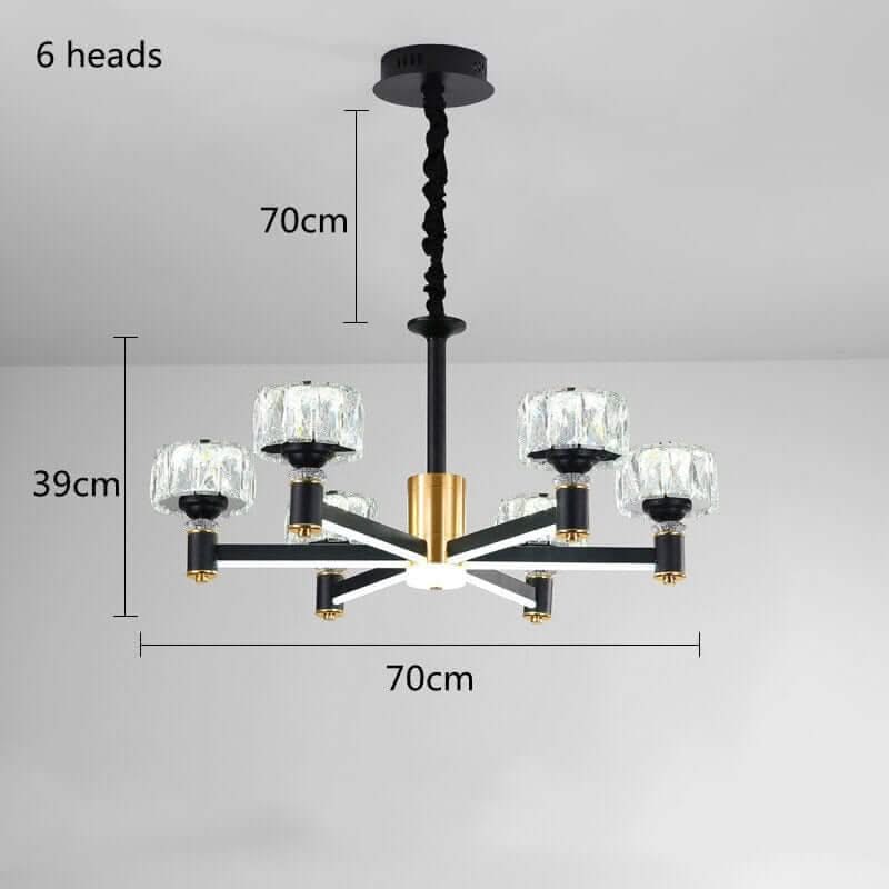Crystal Cylinders LED Chandelier – Modern Luxury Dimmable Ceiling Light