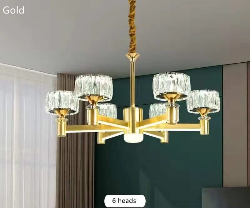 Crystal Cylinders LED Chandelier – Modern Luxury Dimmable Ceiling Light