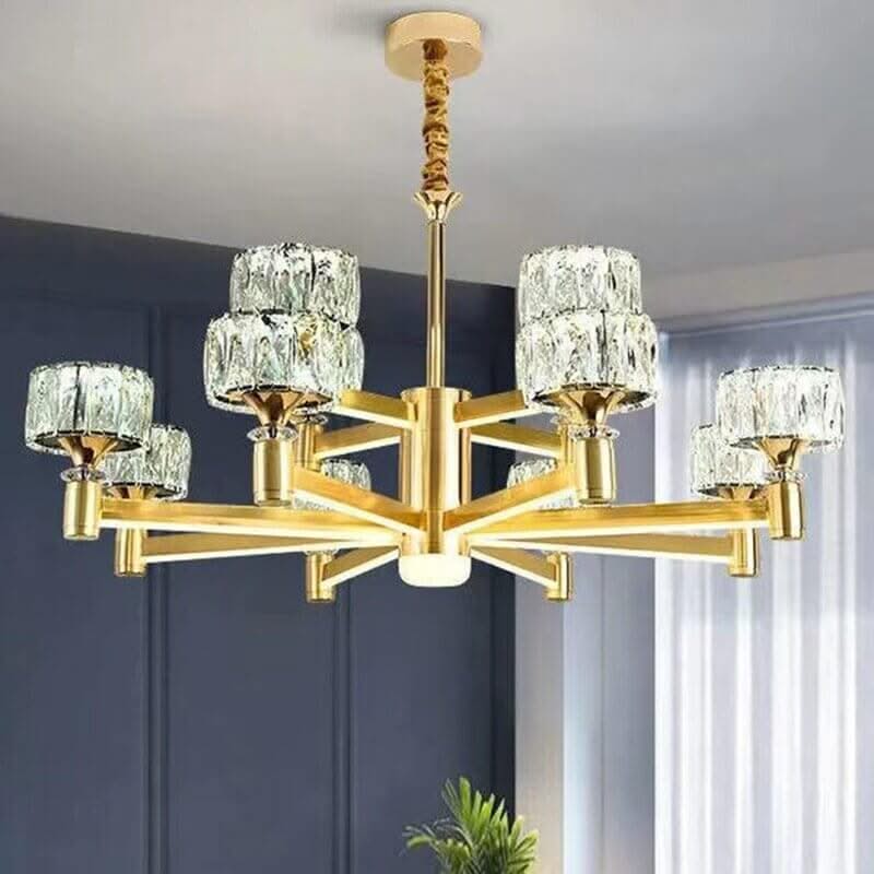 Crystal Cylinders LED Chandelier – Modern Luxury Dimmable Ceiling Light