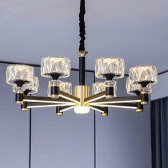 Crystal Cylinders LED Chandelier – Modern Luxury Dimmable Ceiling Light