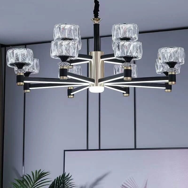 Crystal Cylinders LED Chandelier – Modern Luxury Dimmable Ceiling Light