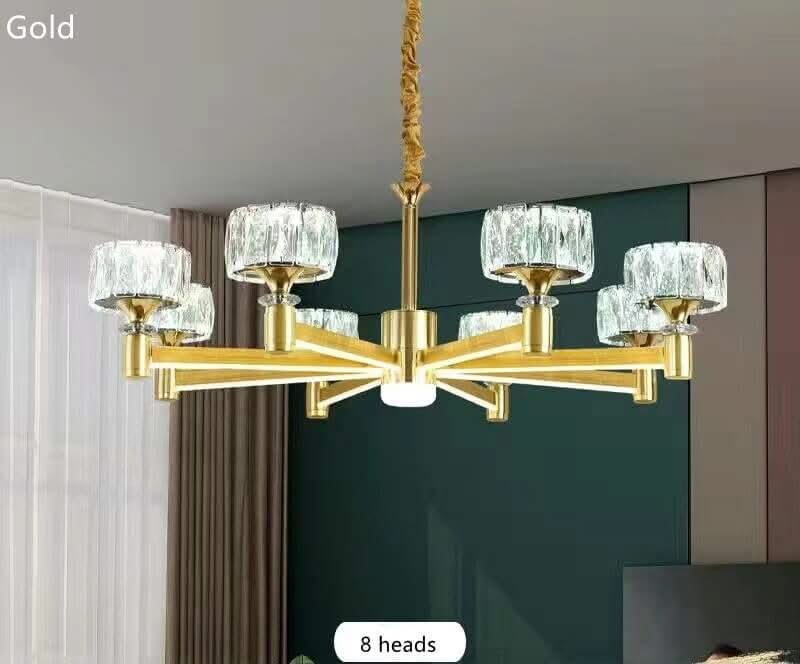 Crystal Cylinders LED Chandelier – Modern Luxury Dimmable Ceiling Light