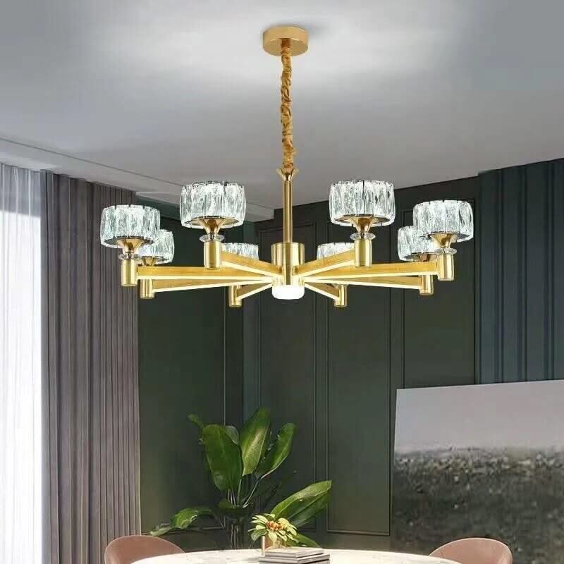 Crystal Cylinders LED Chandelier – Modern Luxury Dimmable Ceiling Light