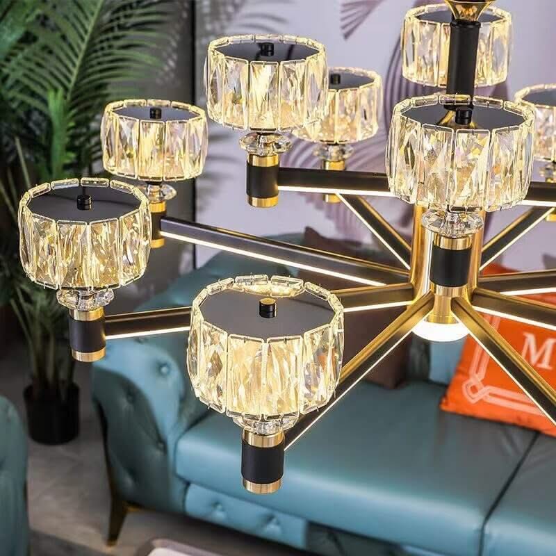 Crystal Cylinders LED Chandelier – Modern Luxury Dimmable Ceiling Light