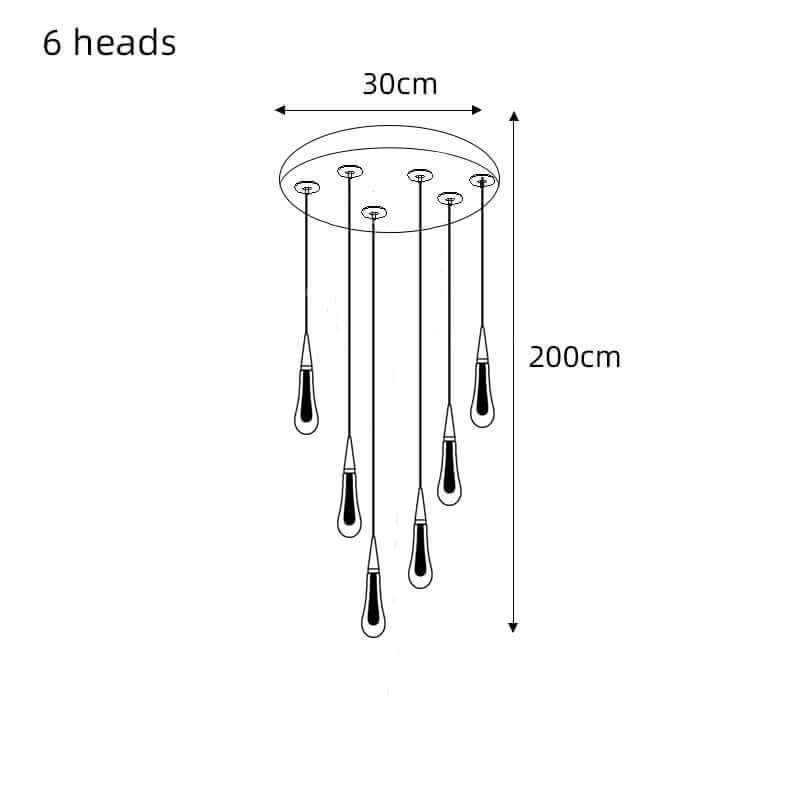 Crystal Drops Staircase Chandelier – Elegant LED Pendant, 3 to 28 Heads, 3 Colour Modes