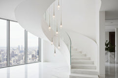 Crystal Drops Staircase Chandelier – Exquisite LED Pendant, 1 to 25 Lights, Warm & Cool White
