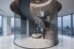 Crystal Drops Staircase Chandelier – Exquisite LED Pendant, 1 to 25 Lights, Warm & Cool White