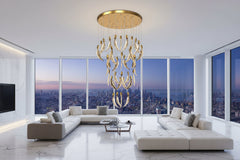 Crystal Feather Staircase Chandelier – Aluminium & Acrylic LED Spiral, 6 to 26 Lights