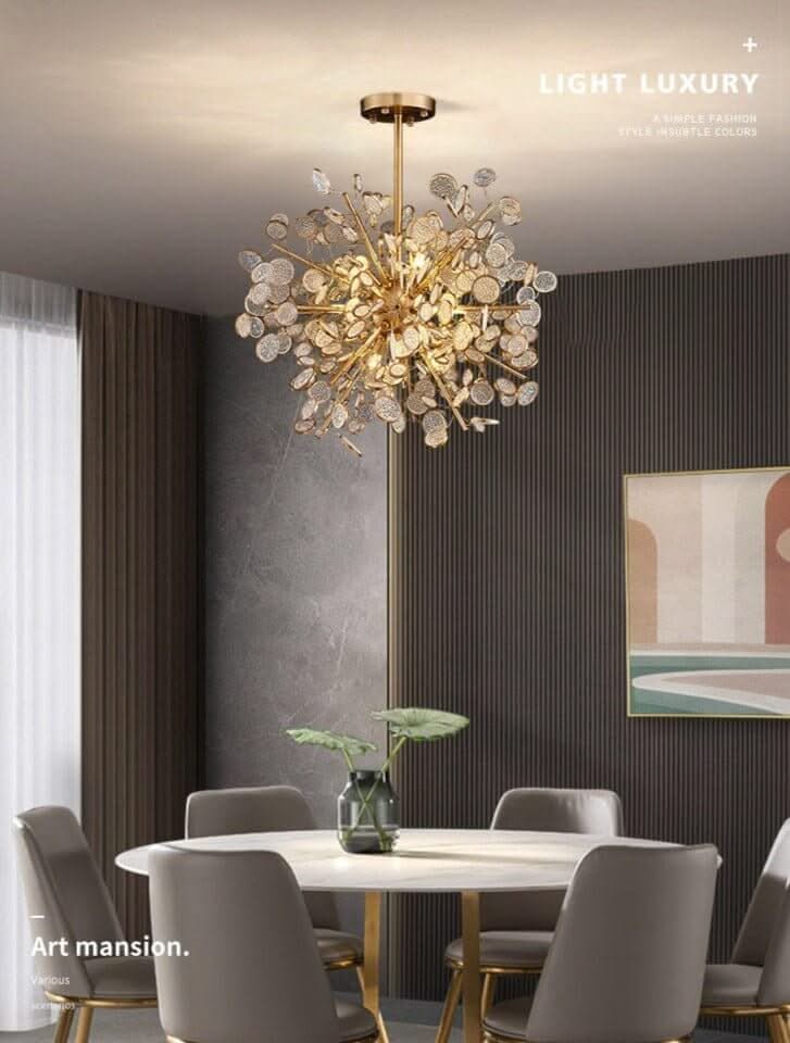 Crystal Glass Chandelier – Luxury Ceiling Light in 6 Sizes