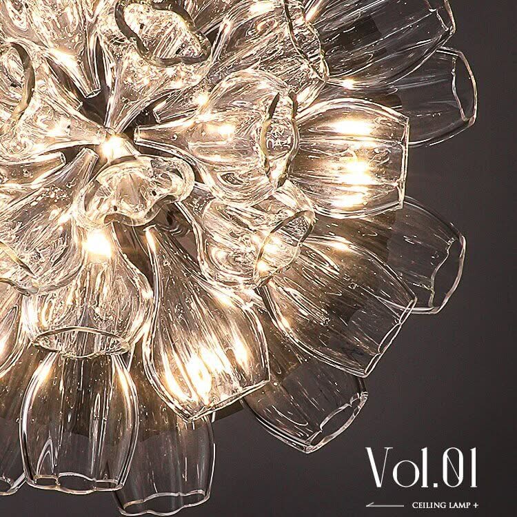Crystal Glass Petals Chandelier – Chrome & Gold Dimmable in D60 or D80cm