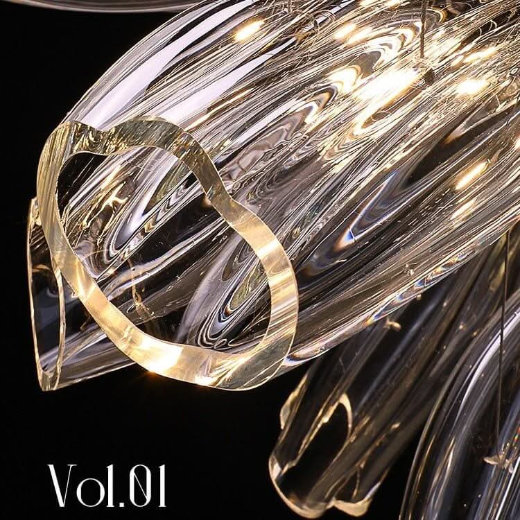 Crystal Glass Petals Chandelier – Chrome & Gold Dimmable in D60 or D80cm