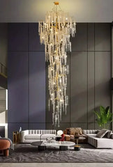 Crystal Grapes Vale Staircase Chandelier – Plated Crystal LED, Warm, Cool & Tri-Colour