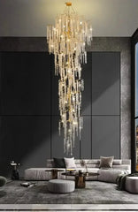 Crystal Grapes Vale Staircase Chandelier – Plated Crystal LED, Warm, Cool & Tri-Colour