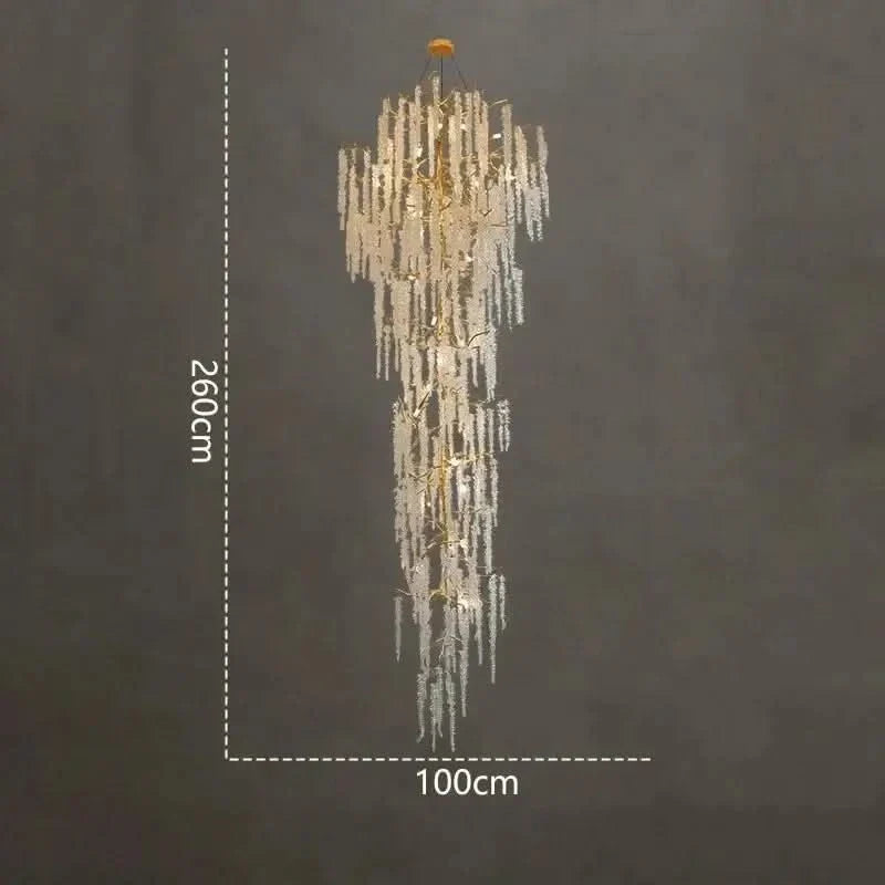 Crystal Grapes Vale Staircase Chandelier – Plated Crystal LED, Warm, Cool & Tri-Colour