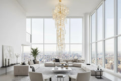 Crystal Grapes Vale Staircase Chandelier – Plated Crystal LED, Warm, Cool & Tri-Colour