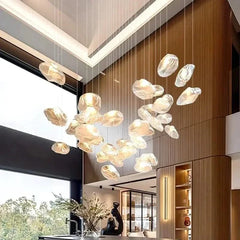 Crystal Lava Pebbles Staircase Chandelier – Alloy LED Pendant, 1 to 9 Heads, 4 Colour Modes